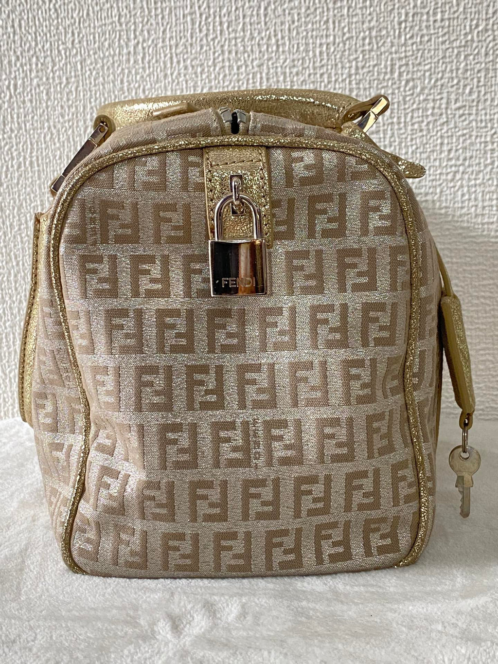 FENDI Zucchino Boston Handbag