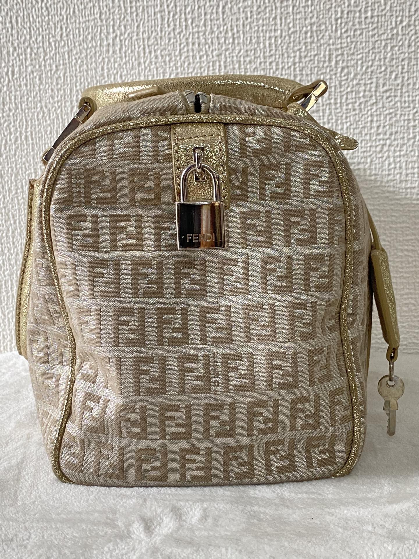 FENDI Zucchino Boston Handbag