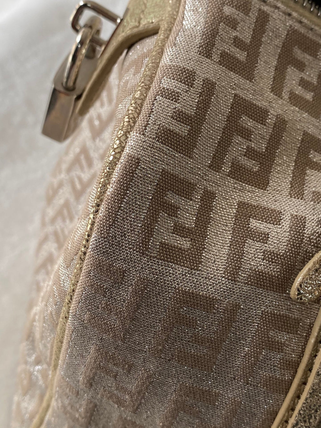 FENDI Zucchino Boston Handbag