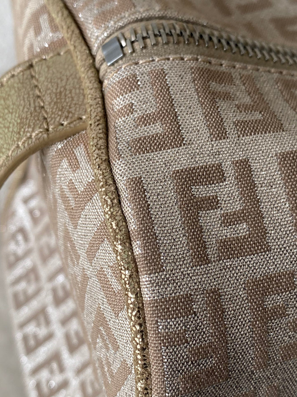 FENDI Zucchino Boston Handbag
