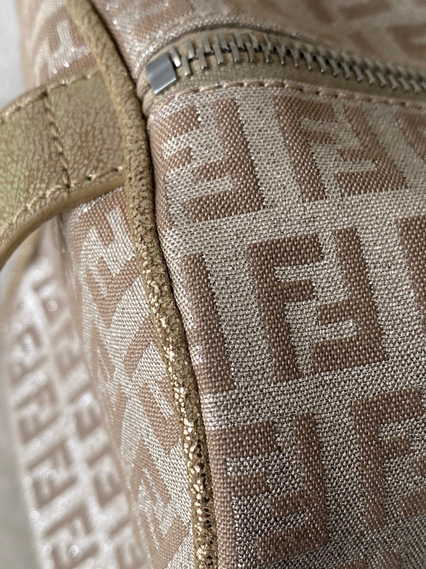 FENDI Zucchino Boston Handbag