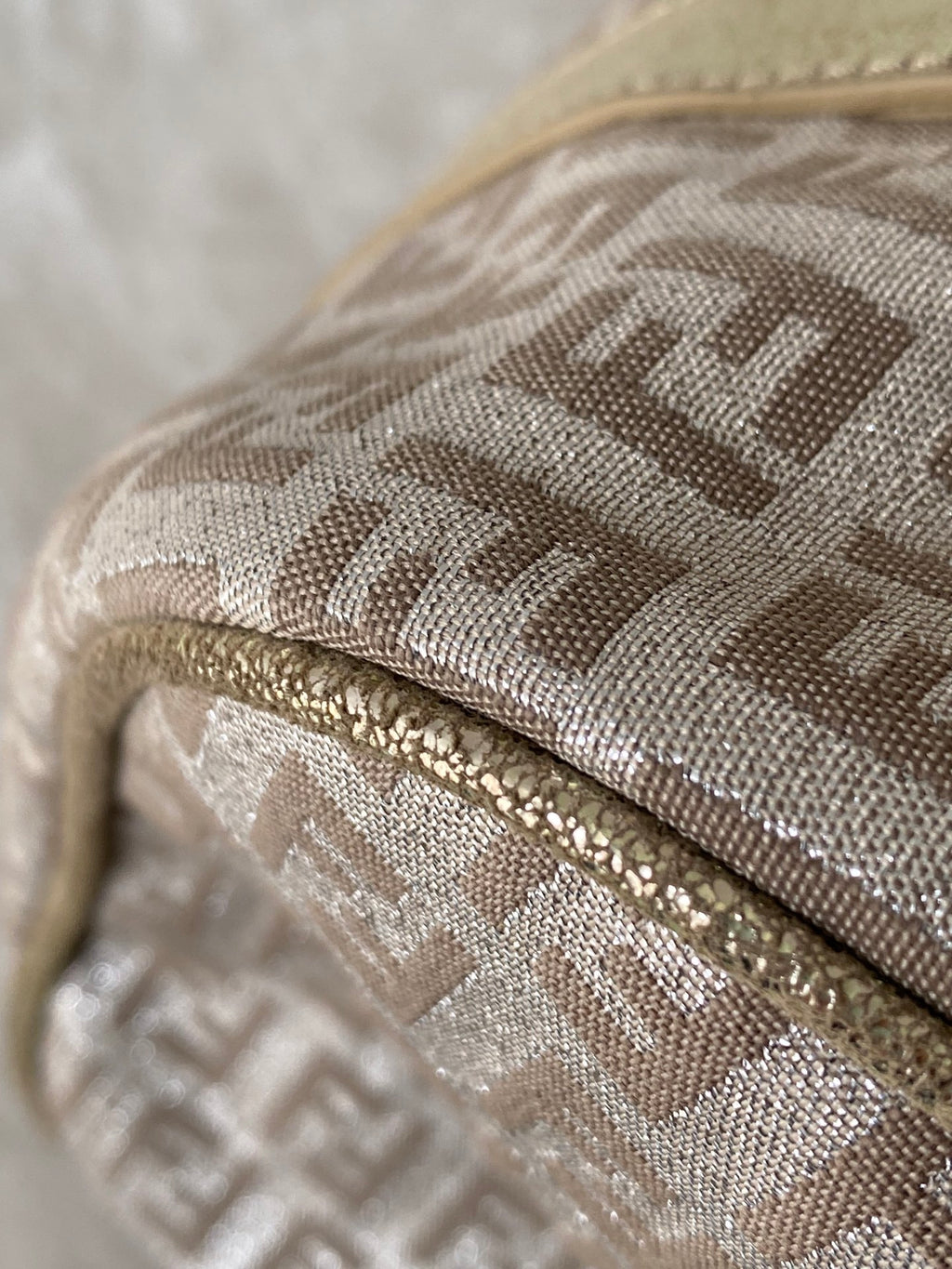 FENDI Zucchino Boston Handbag