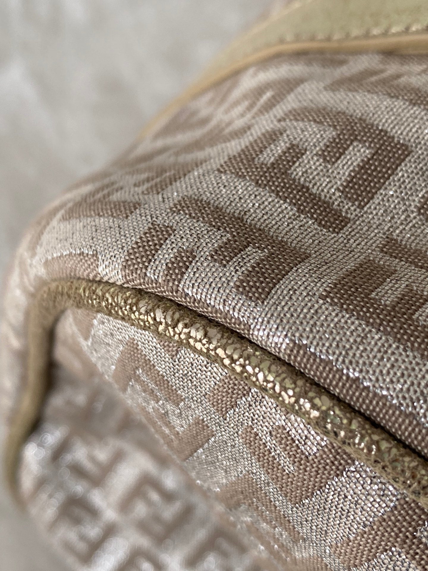 FENDI Zucchino Boston Handbag