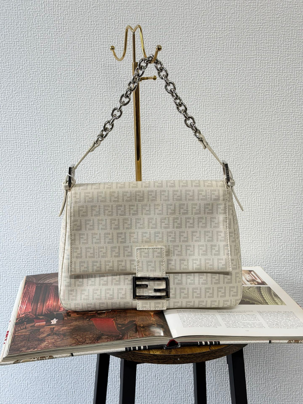 FENDI Zucchino White Chain Bag