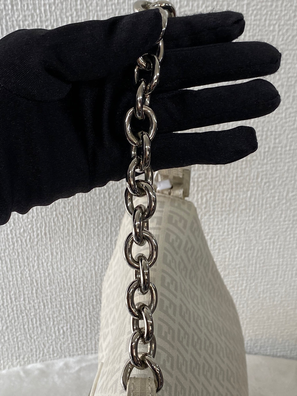 FENDI Zucchino White Chain Bag