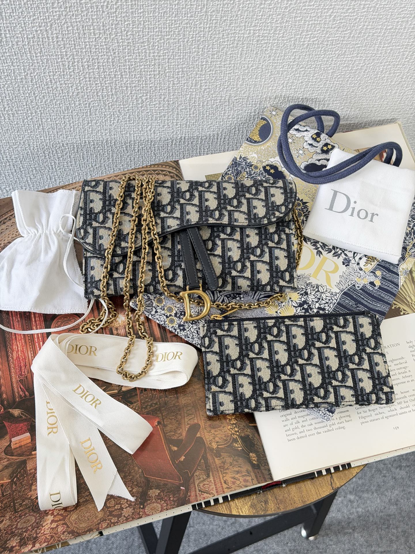 CHRISTIAN DIOR Saddle Oblique WOC Chainbag Set