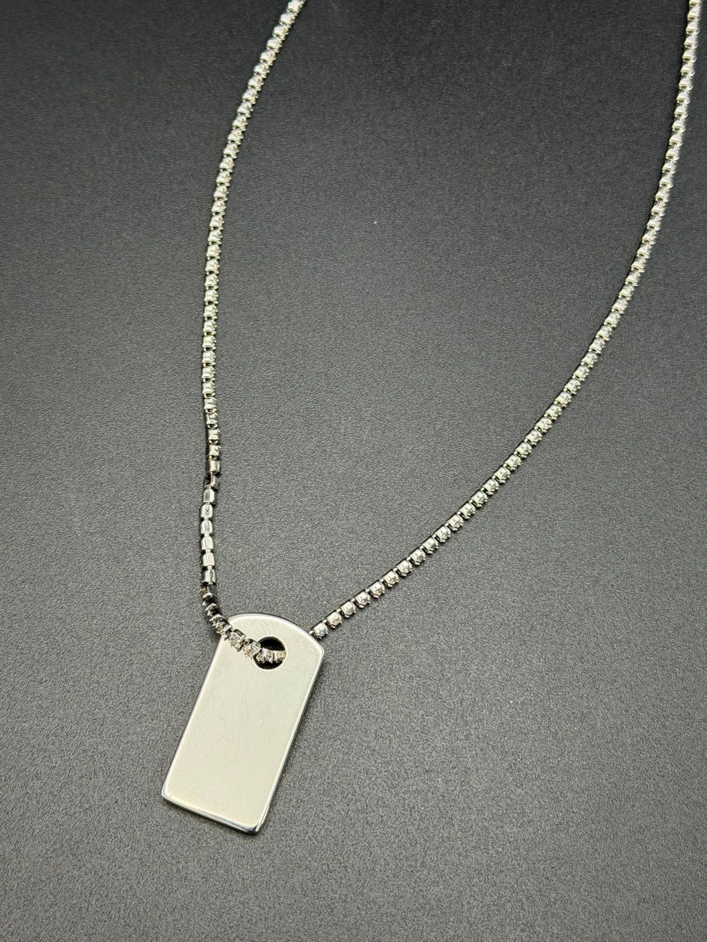 CHRISTIAN DIOR Logo Label Rhinestone Necklace