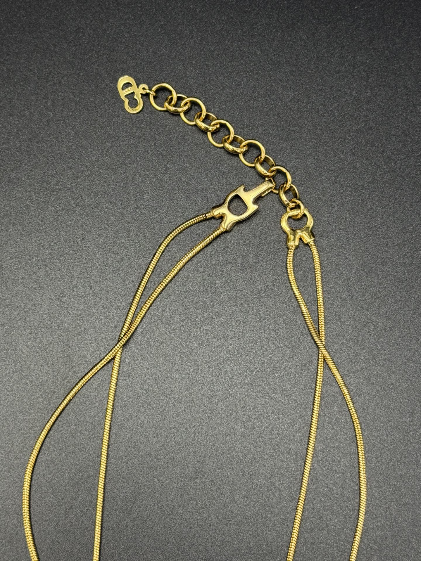 CHRISTIAN DIOR Double Layer CD Logo Necklace