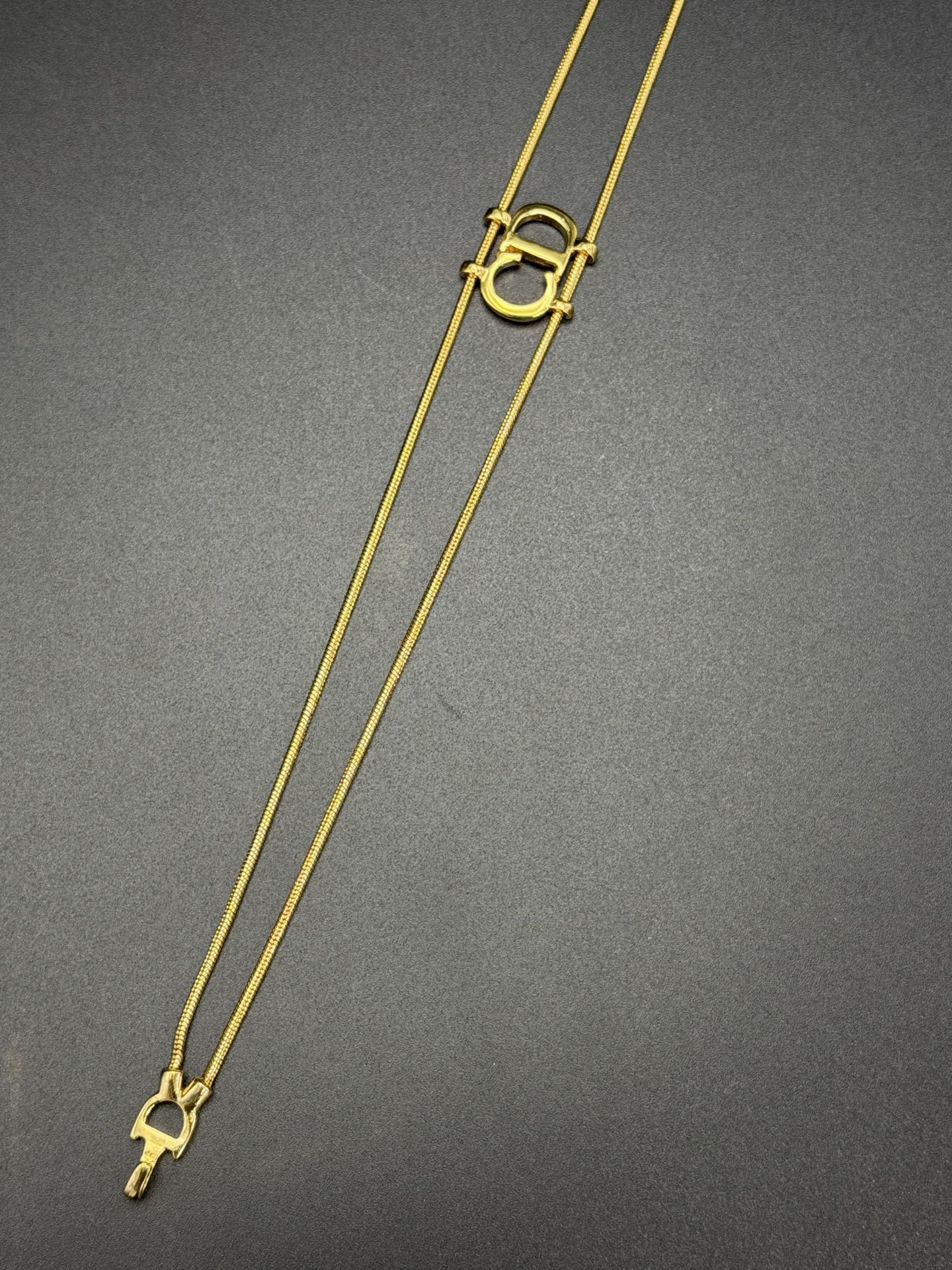 CHRISTIAN DIOR Double Layer CD Logo Necklace