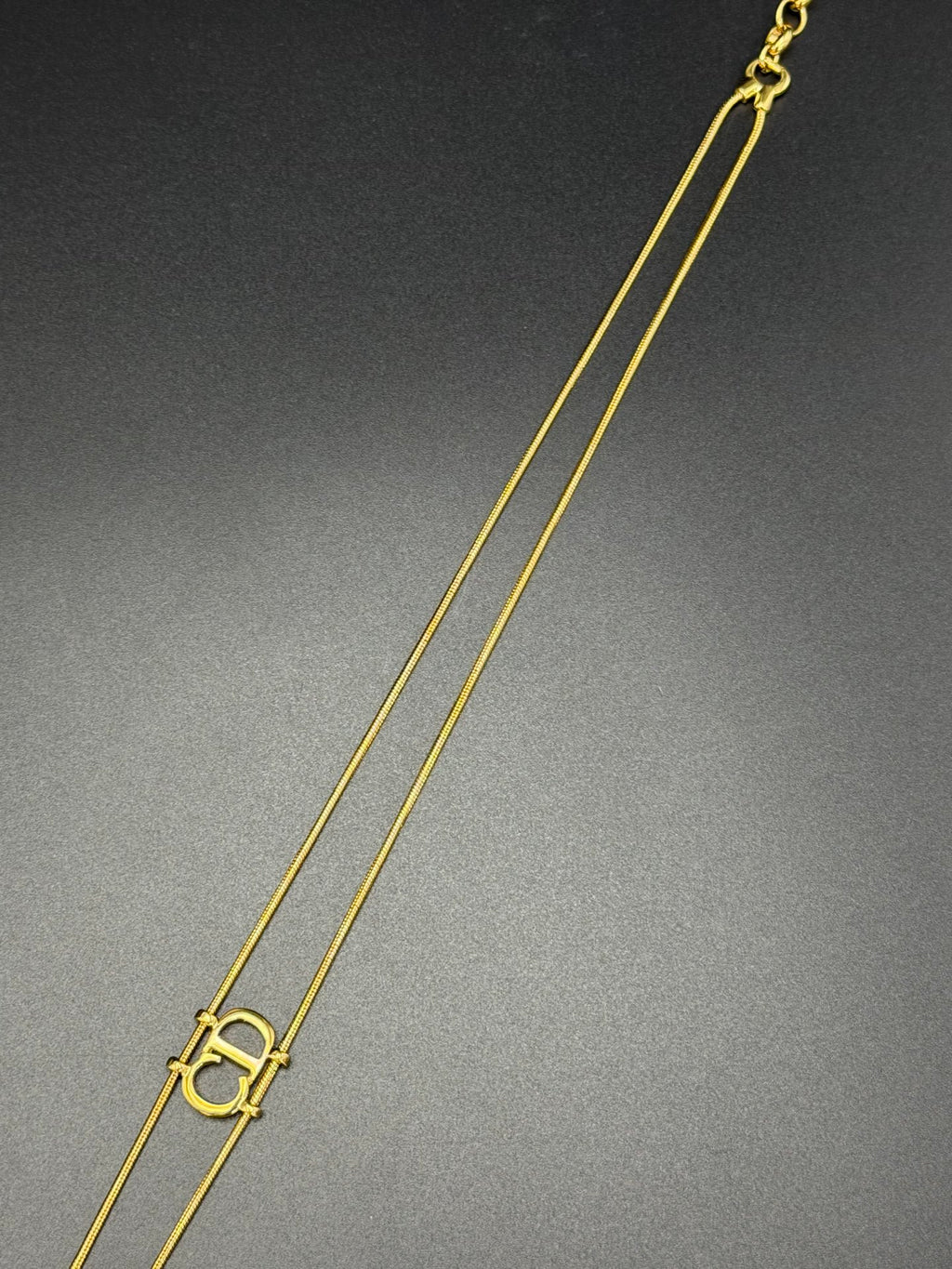 CHRISTIAN DIOR Double Layer CD Logo Necklace