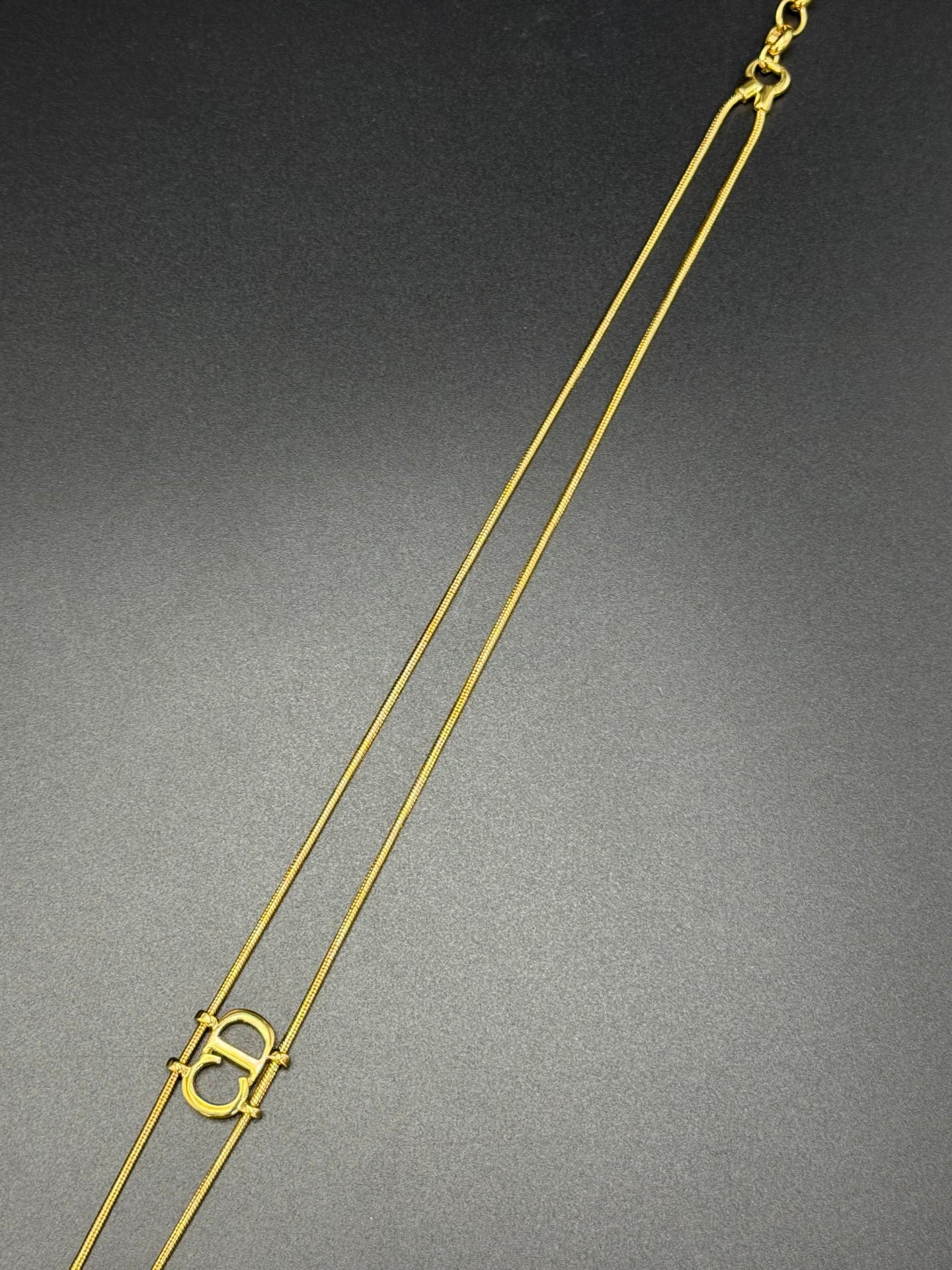 CHRISTIAN DIOR Double Layer CD Logo Necklace