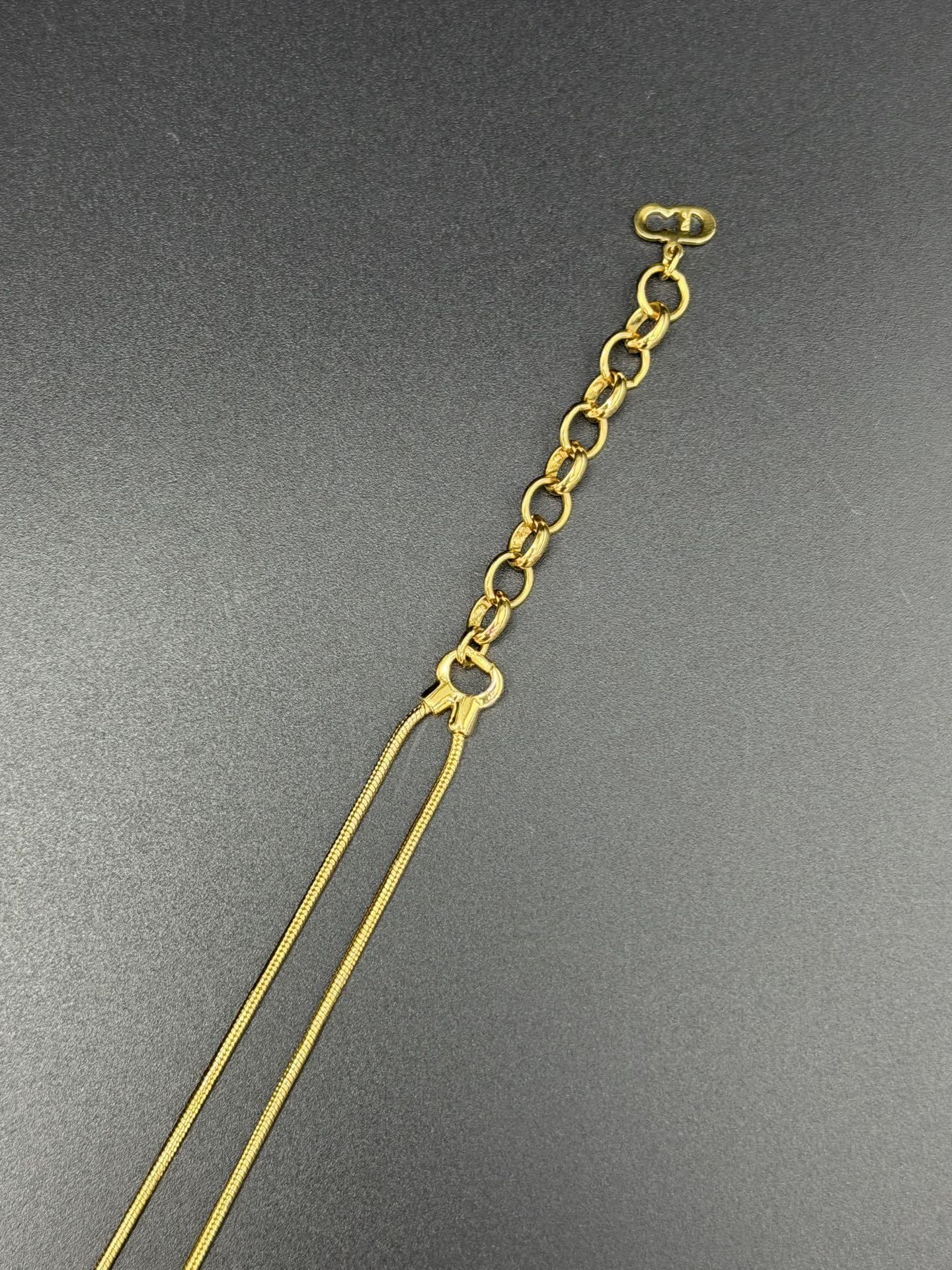 CHRISTIAN DIOR Double Layer CD Logo Necklace