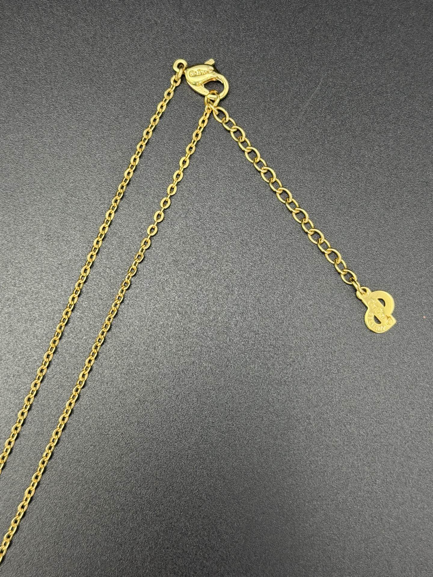 CHRISTIAN DIOR White Disc Rhinestone Necklace