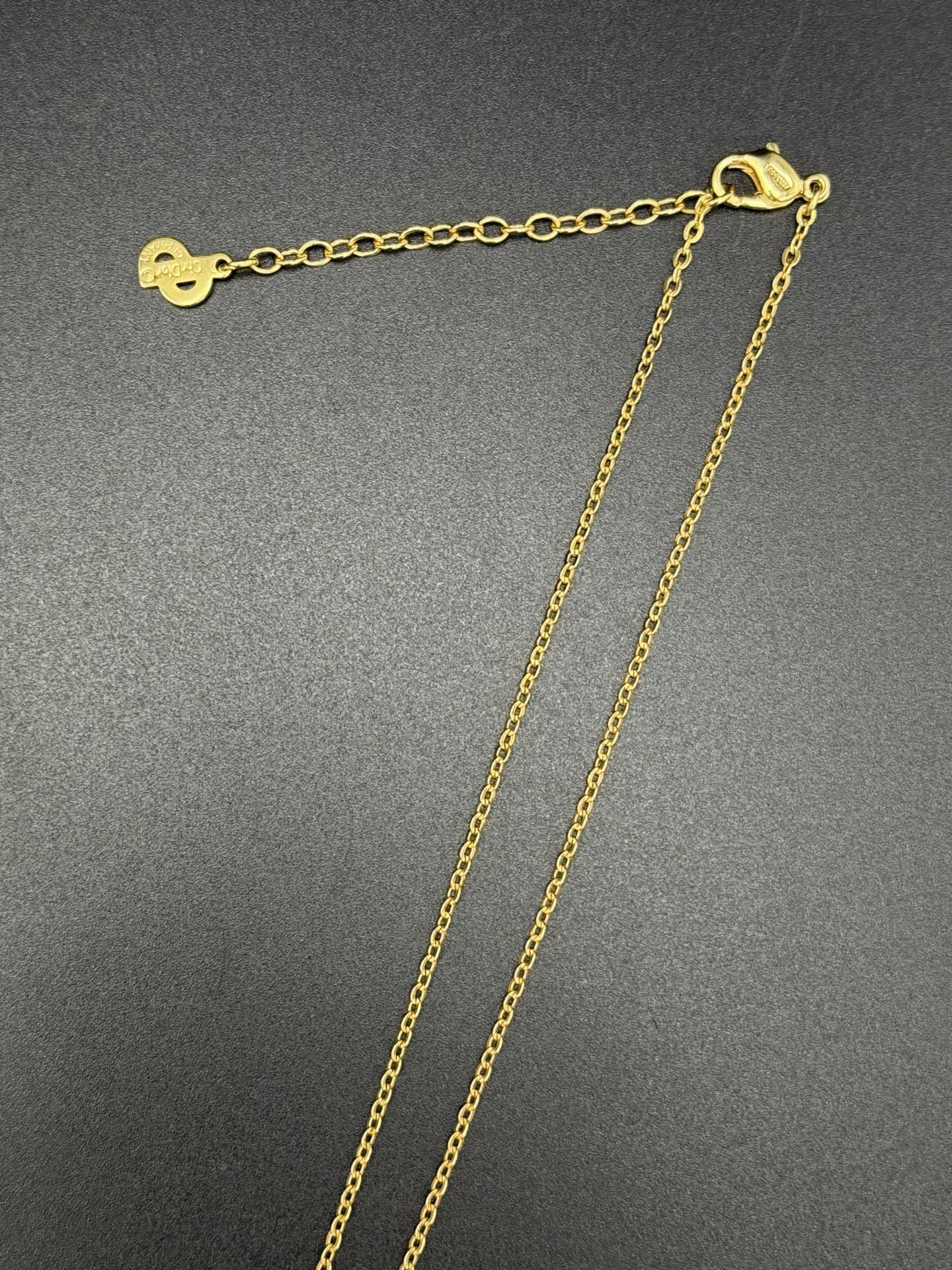 CHRISTIAN DIOR White Disc Rhinestone Necklace