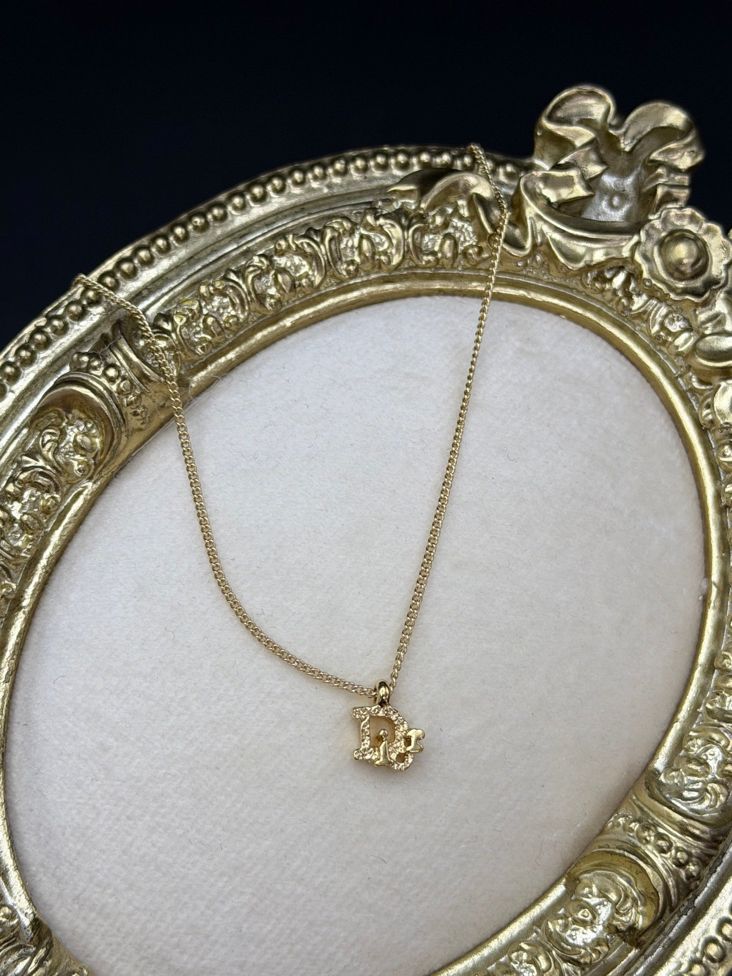 CHRISTIAN DIOR Rheinstone DIOR Logo Necklace