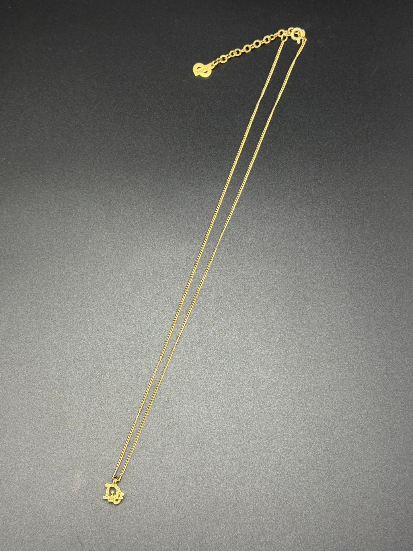 CHRISTIAN DIOR Rheinstone DIOR Logo Necklace