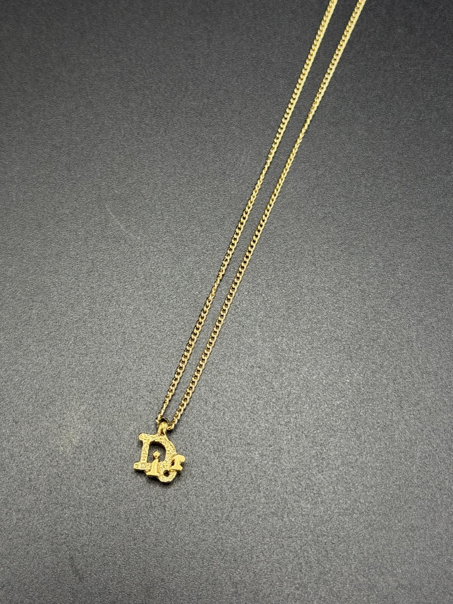 CHRISTIAN DIOR Rheinstone DIOR Logo Necklace