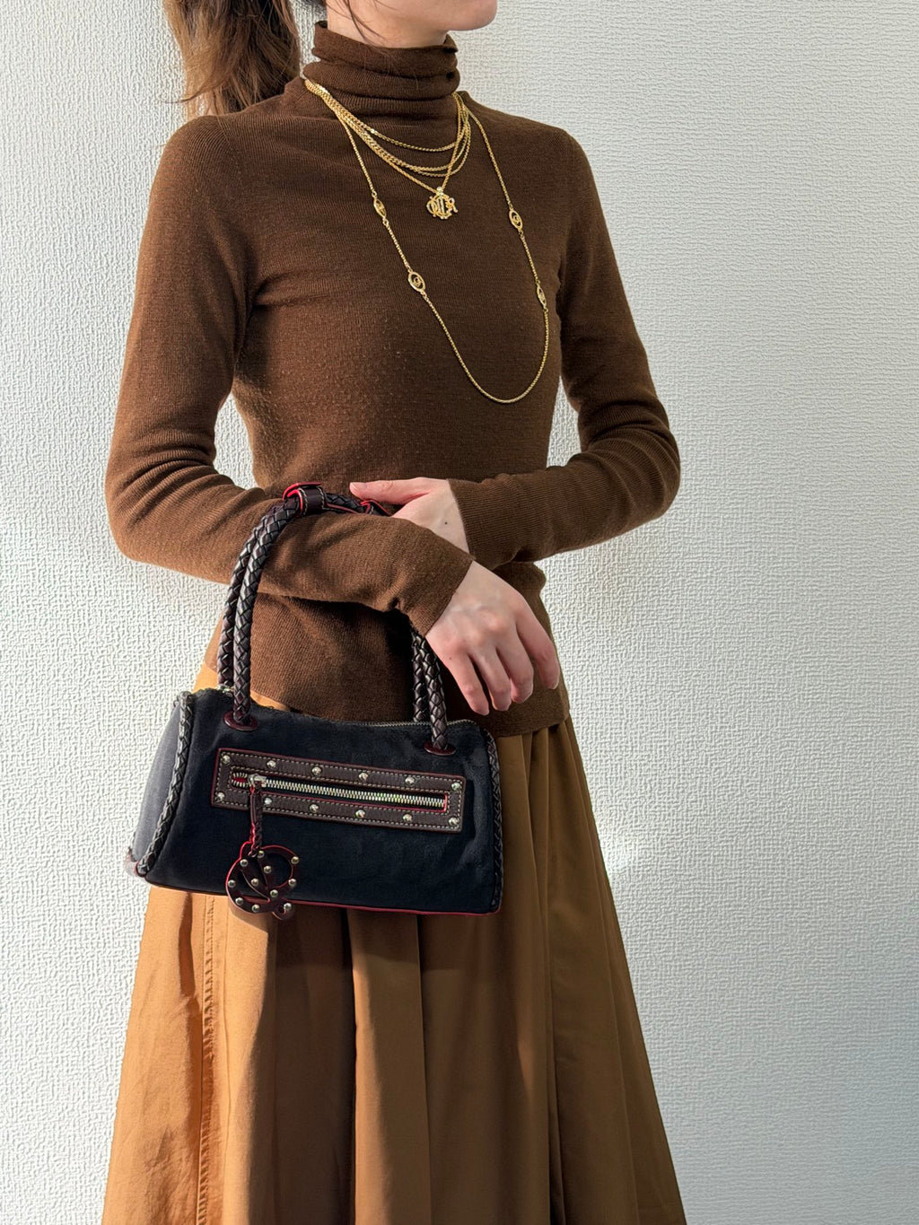LOEWE Canvas Boston Woven Handle Handbag