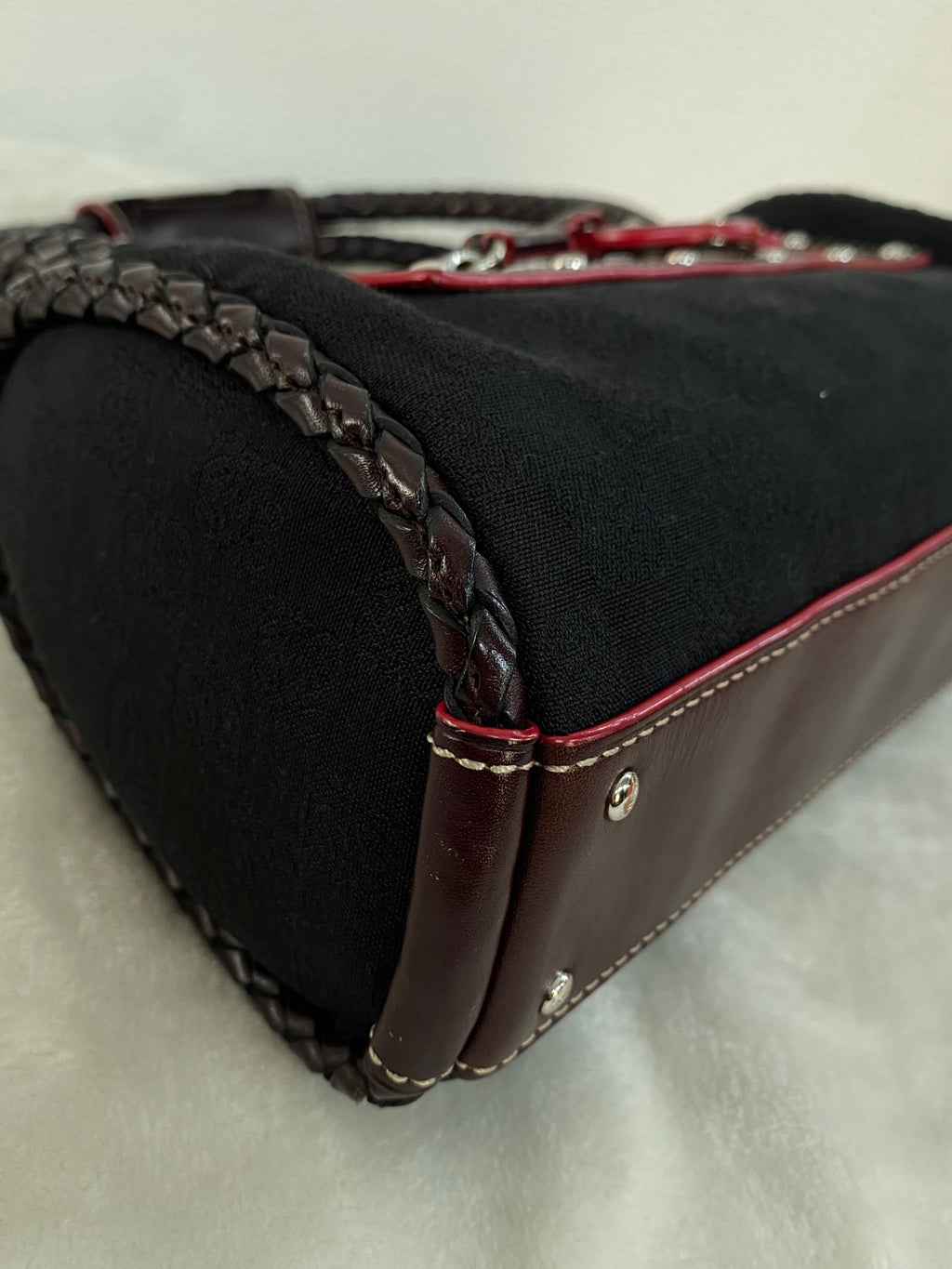 LOEWE Canvas Boston Woven Handle Handbag