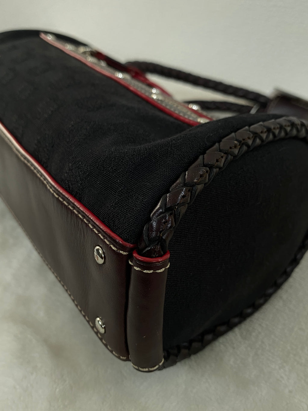LOEWE Canvas Boston Woven Handle Handbag