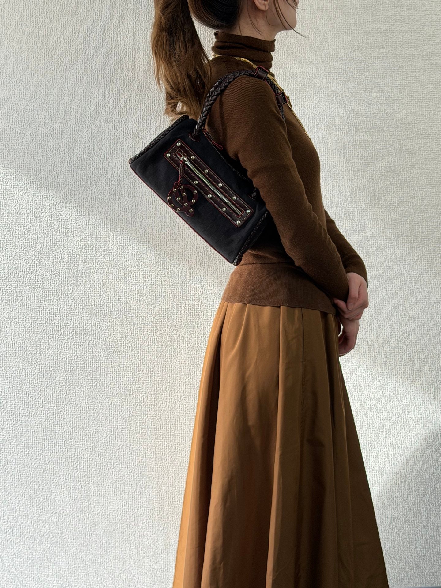LOEWE Canvas Boston Woven Handle Handbag