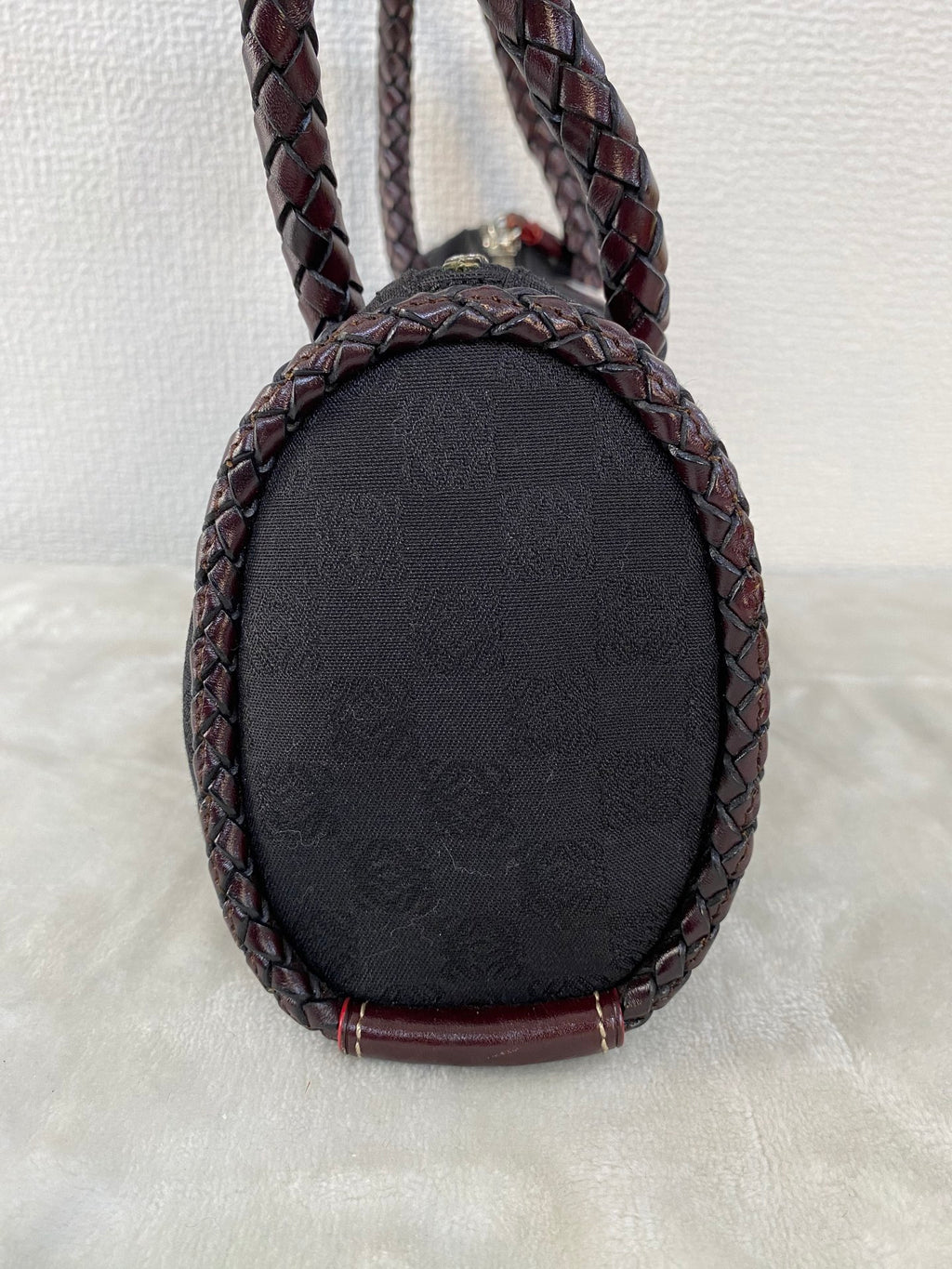 LOEWE Canvas Boston Woven Handle Handbag