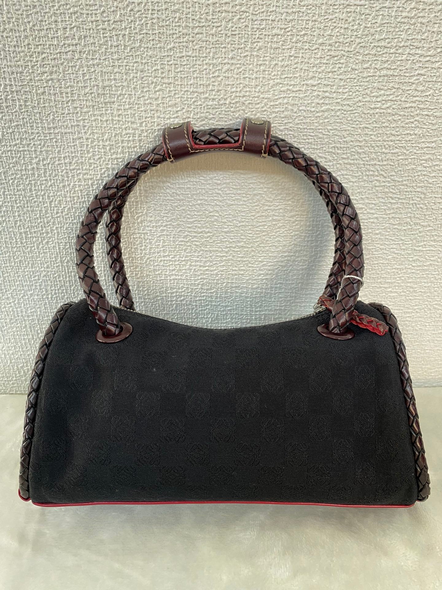 LOEWE Canvas Boston Woven Handle Handbag