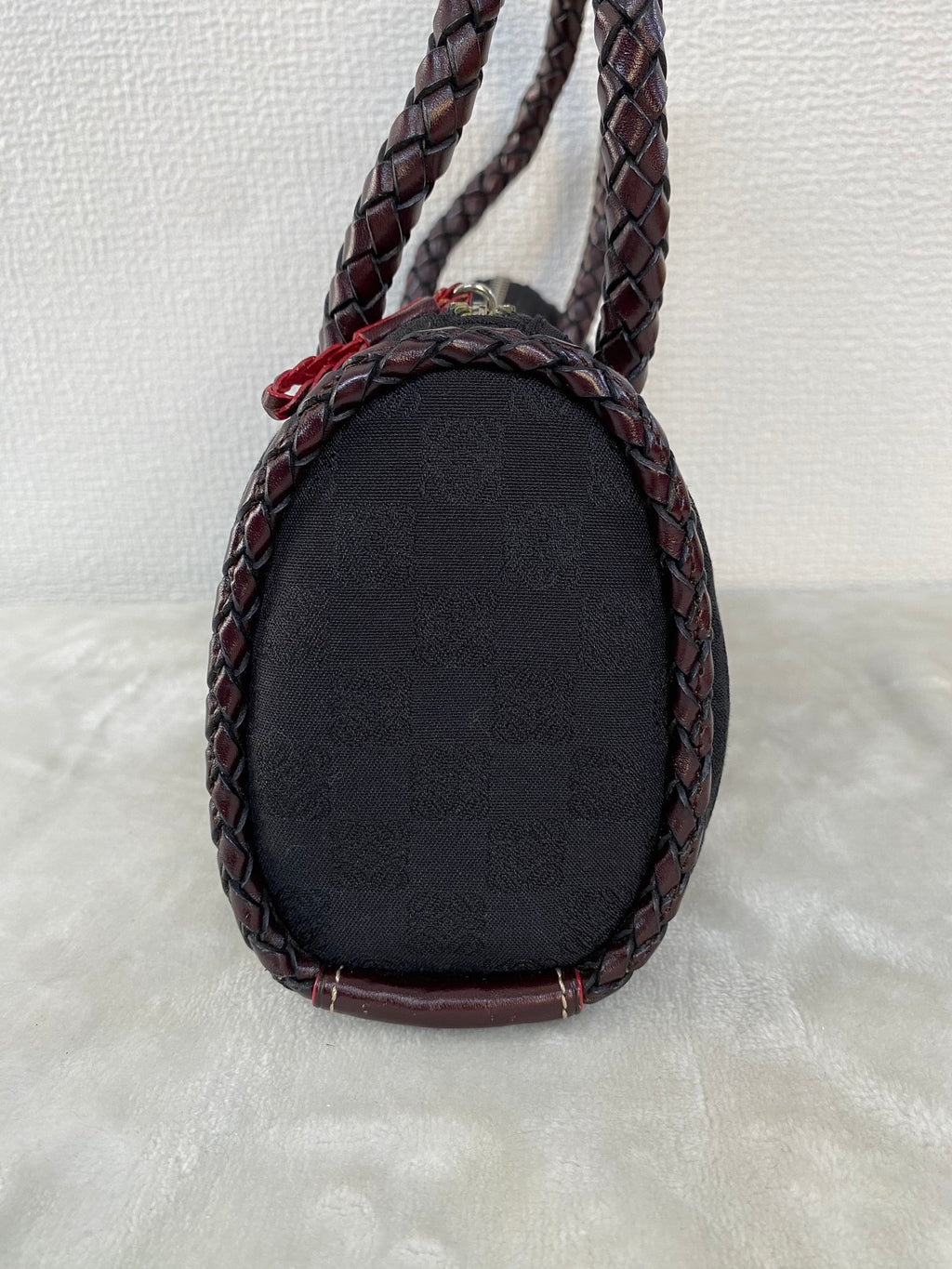 LOEWE Canvas Boston Woven Handle Handbag