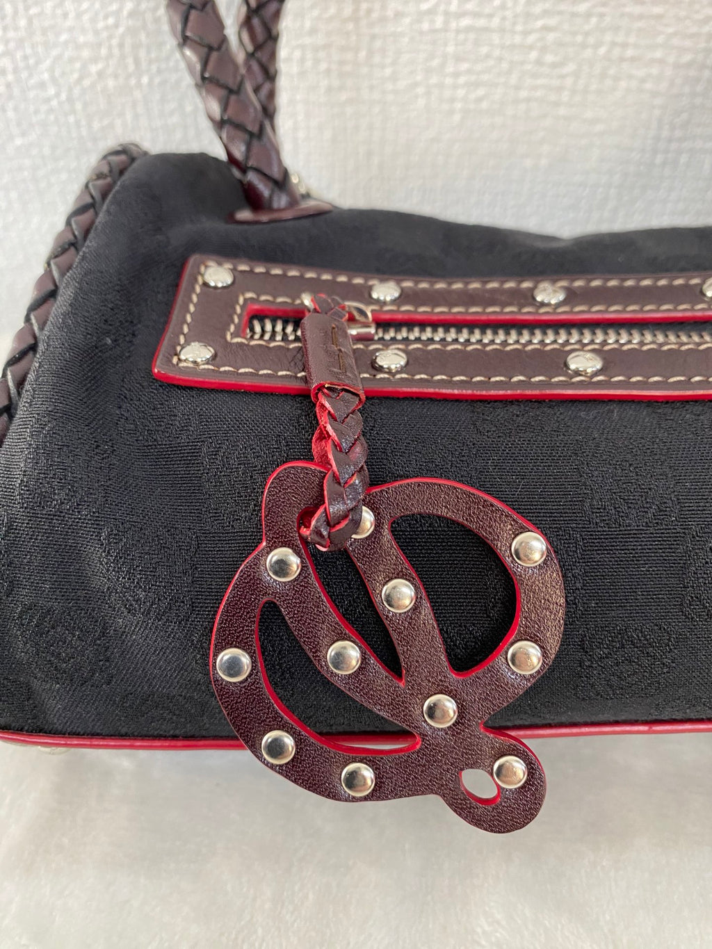 LOEWE Canvas Boston Woven Handle Handbag