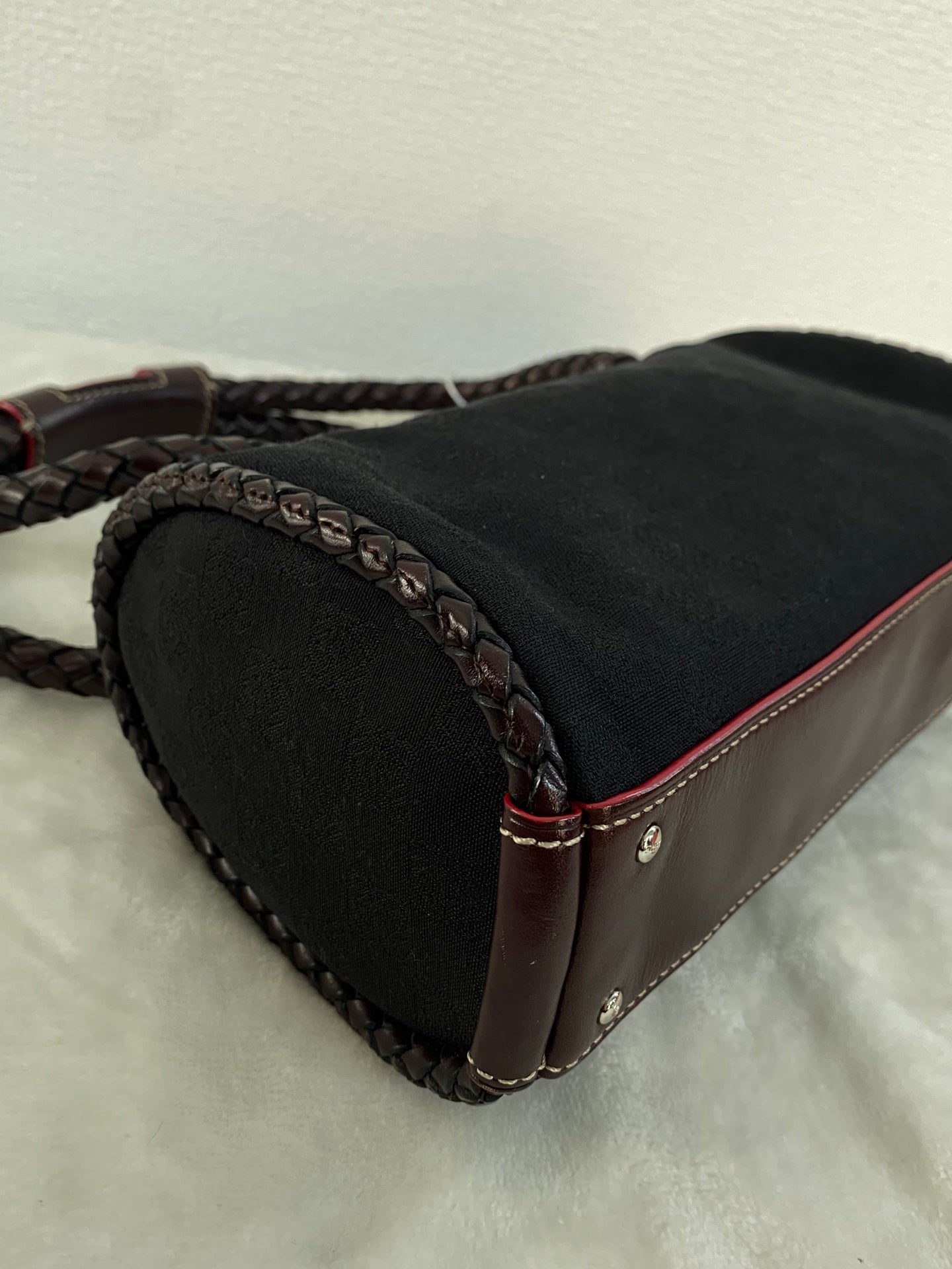 LOEWE Canvas Boston Woven Handle Handbag