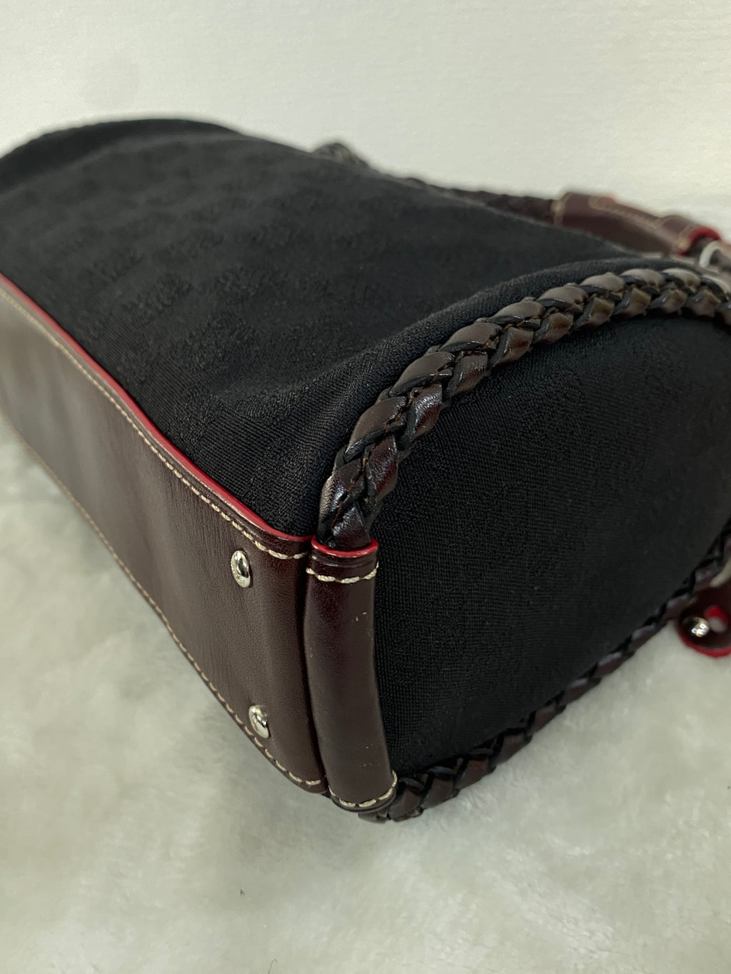LOEWE Canvas Boston Woven Handle Handbag