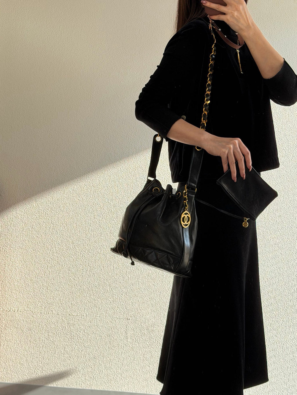 CHANEL Genuine Bucket Set Bag