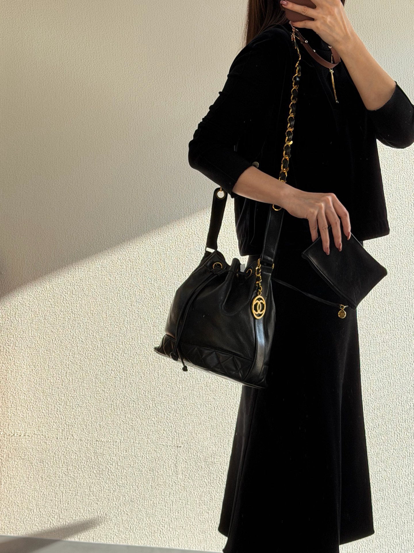 CHANEL Genuine Bucket Set Bag