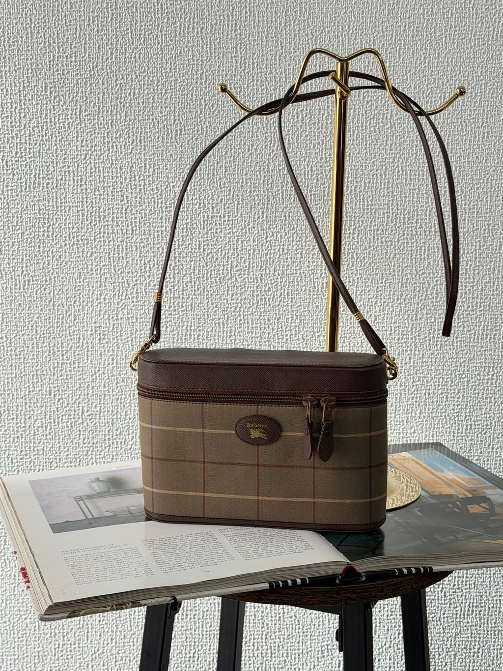 BURBERRY Check pattern Genuine Shoulderbag