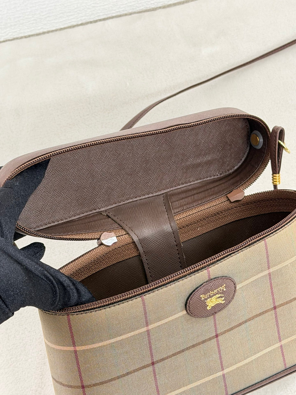 BURBERRY Check pattern Genuine Shoulderbag