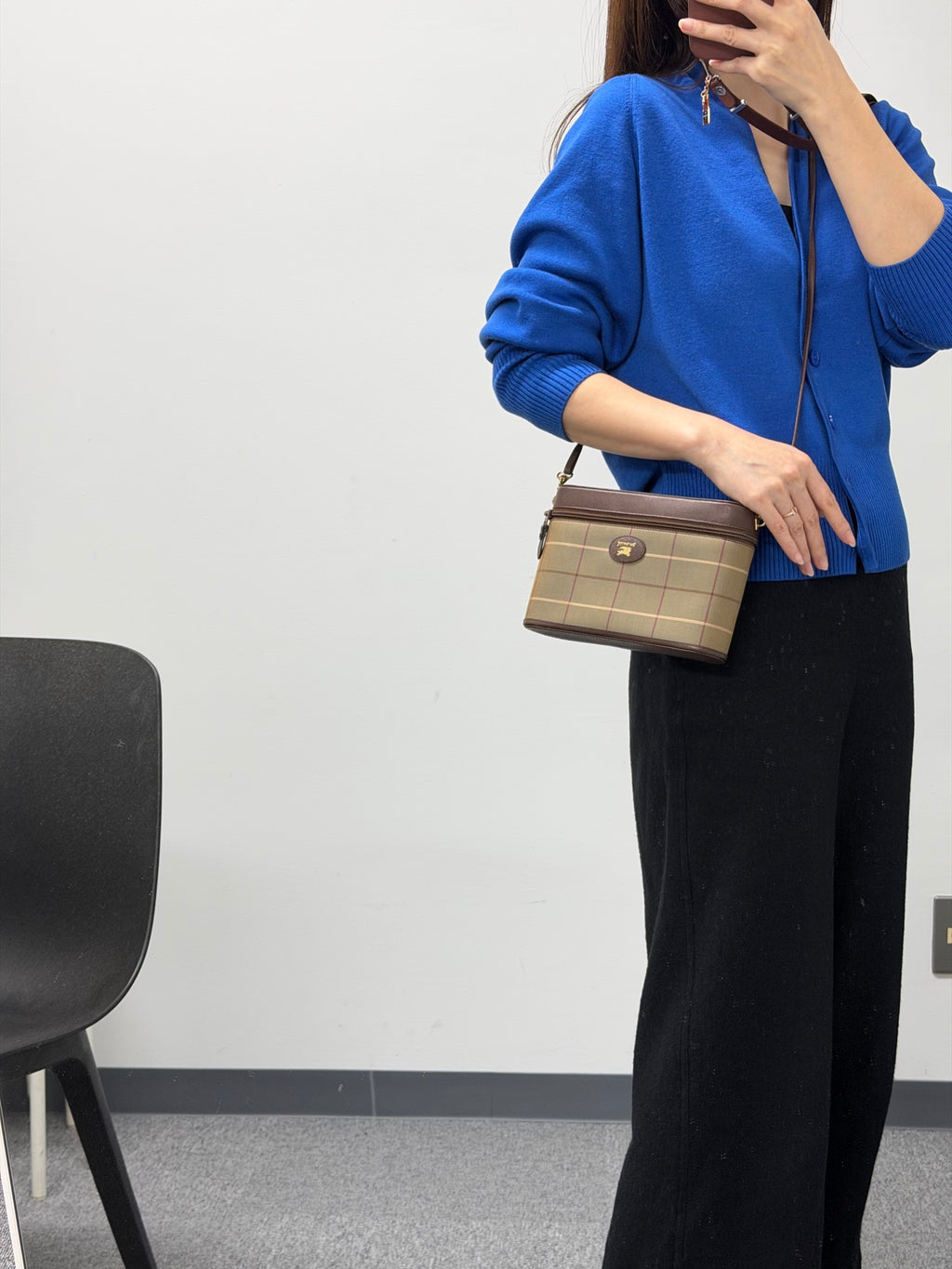 BURBERRY Check pattern Genuine Shoulderbag