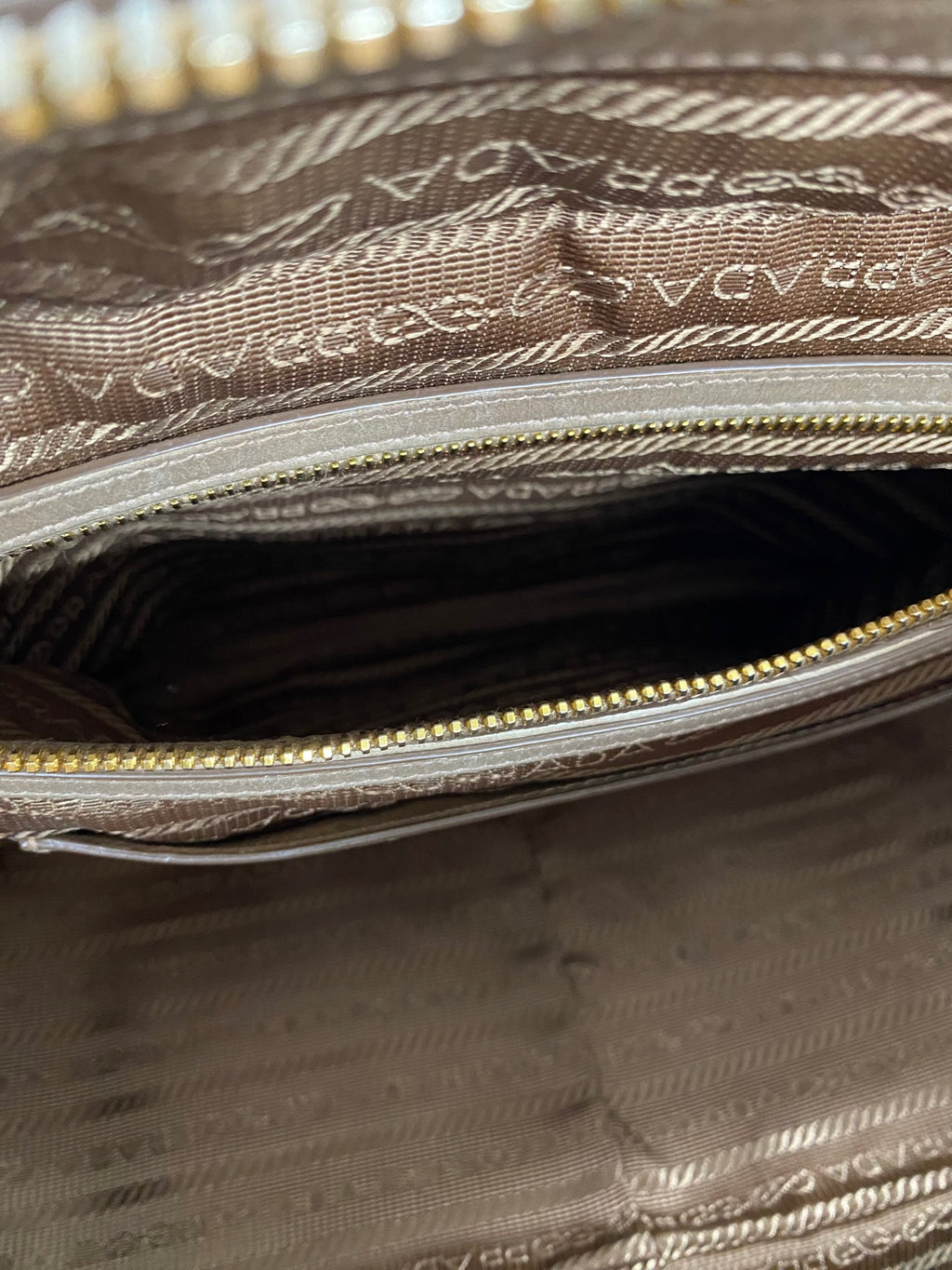 PRADA Beige Patent Boston Handbag