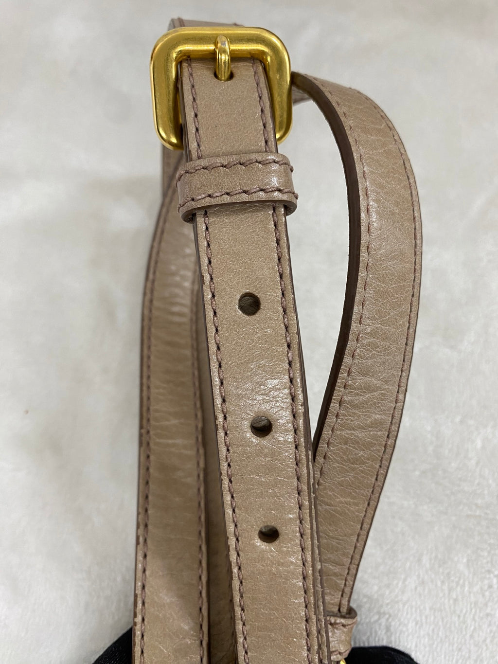 PRADA Beige Patent Boston Handbag