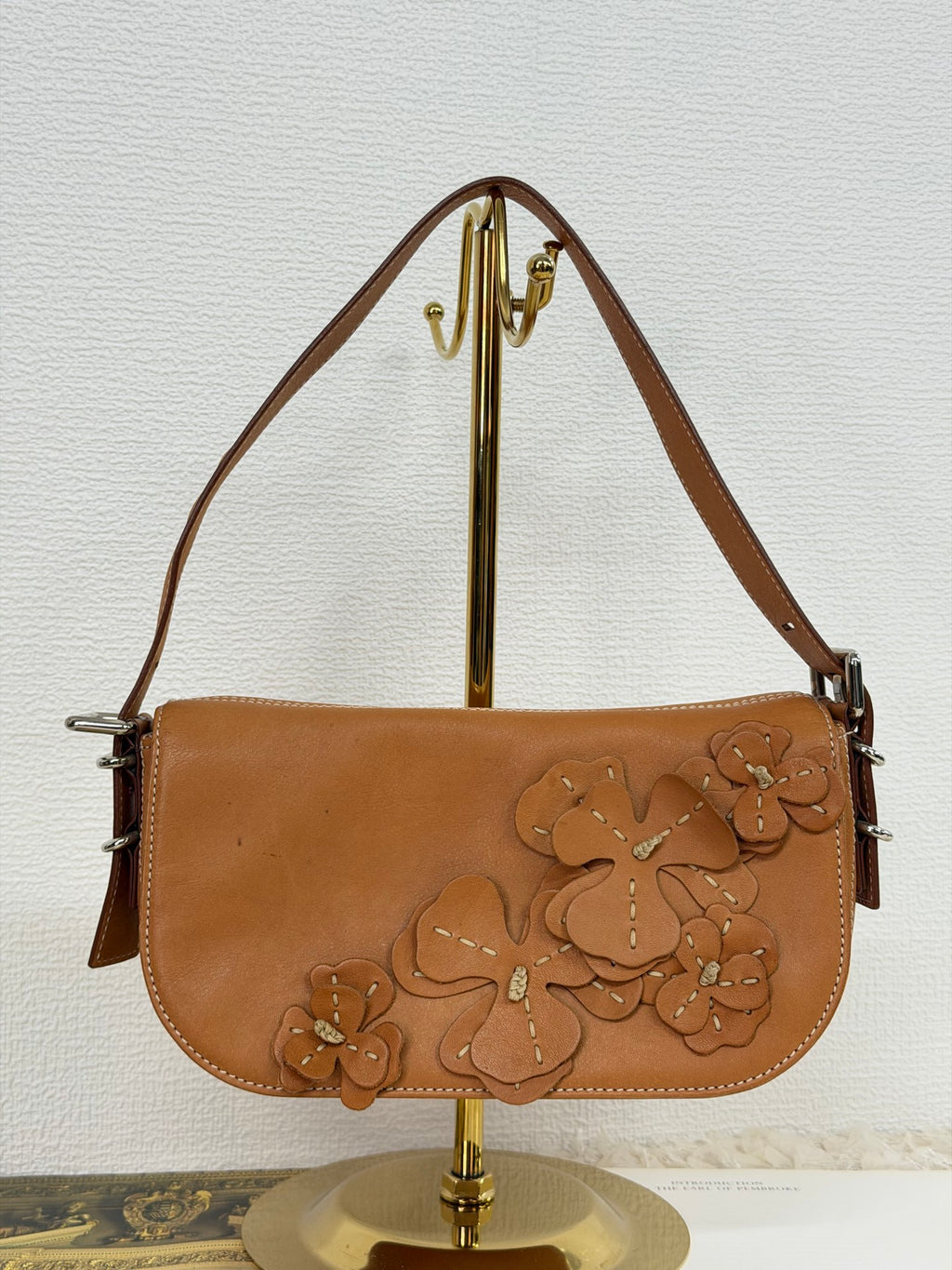 CELINE Leather Flower Hobo bag