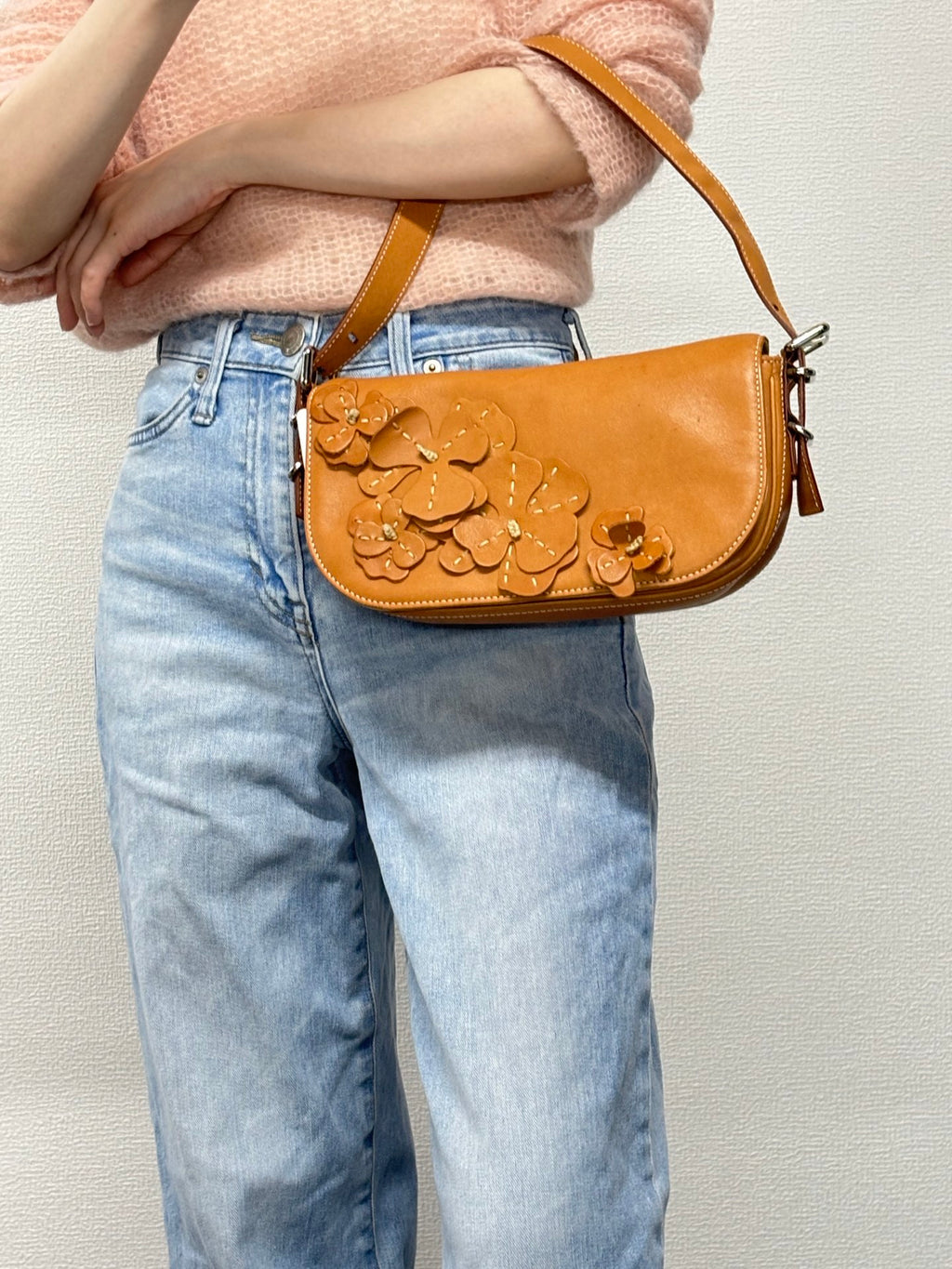 CELINE Leather Flower Hobo bag