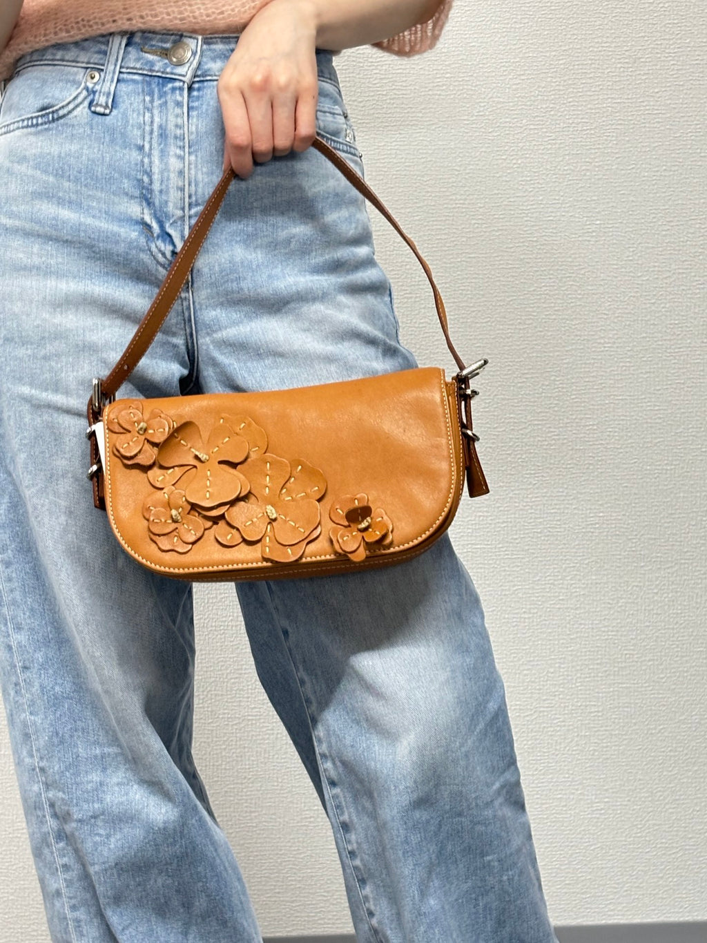 CELINE Leather Flower Hobo bag