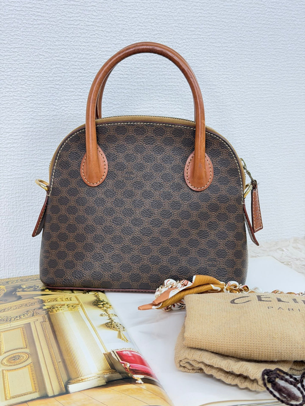 CELINE Macadam Halfmoon Handbag