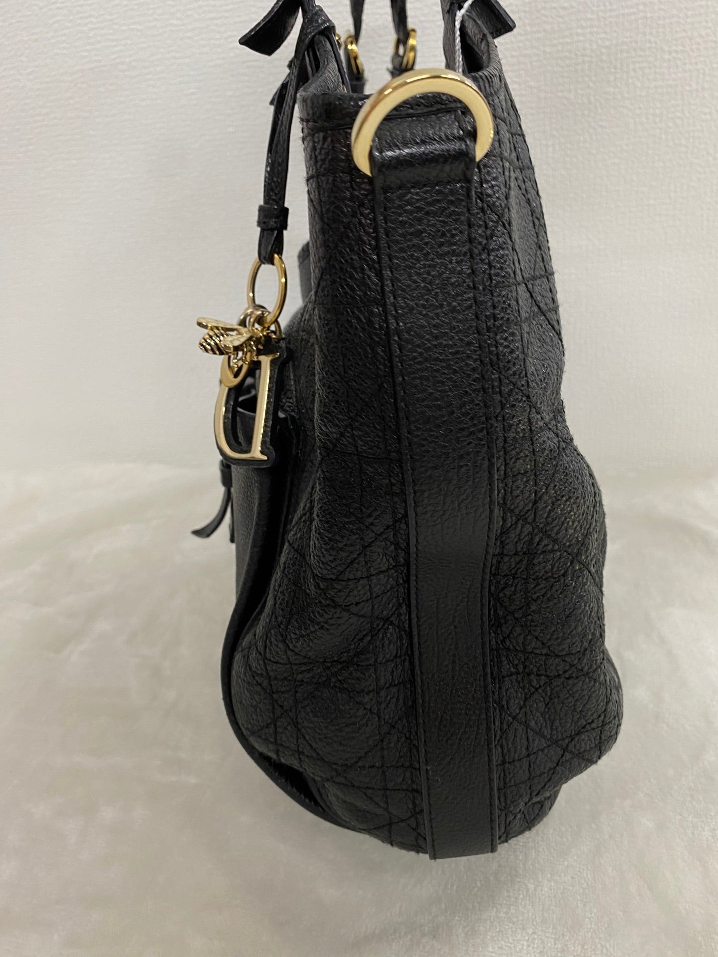 Dior Black Cannage Leather Bee Hobo