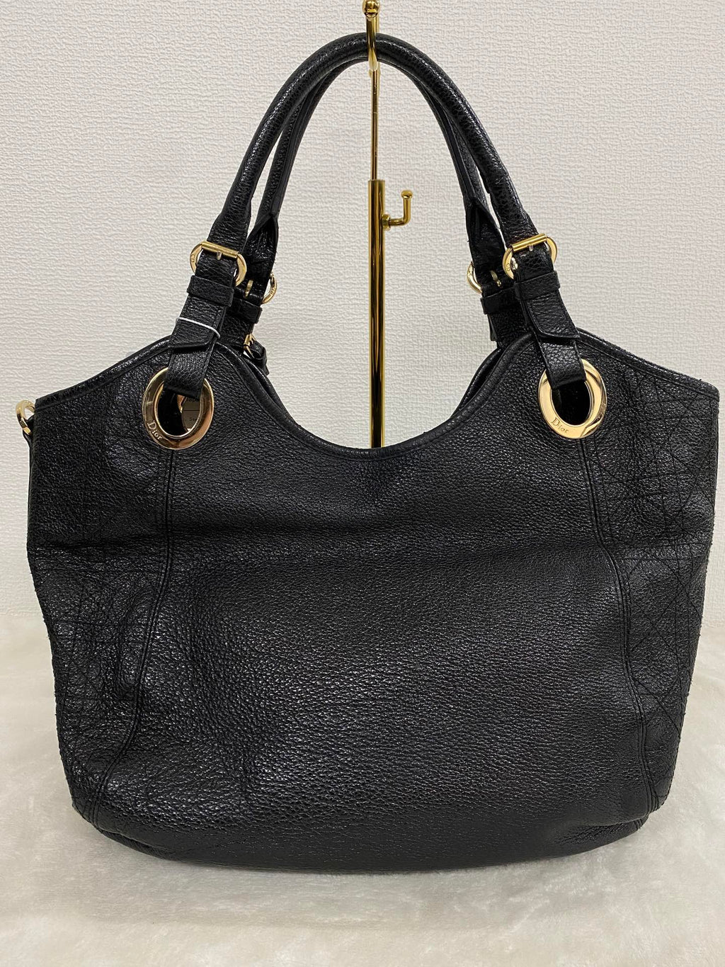 Dior Black Cannage Leather Bee Hobo
