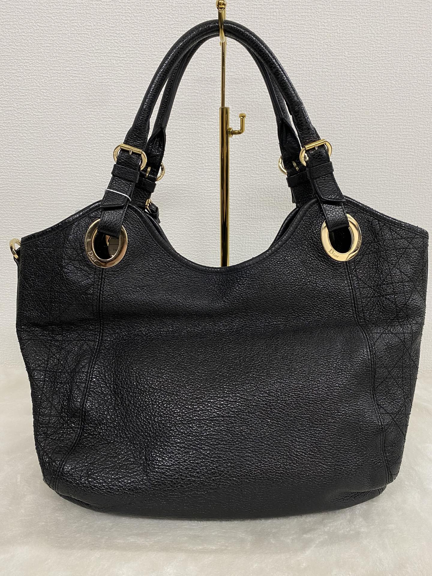 Dior Black Cannage Leather Bee Hobo