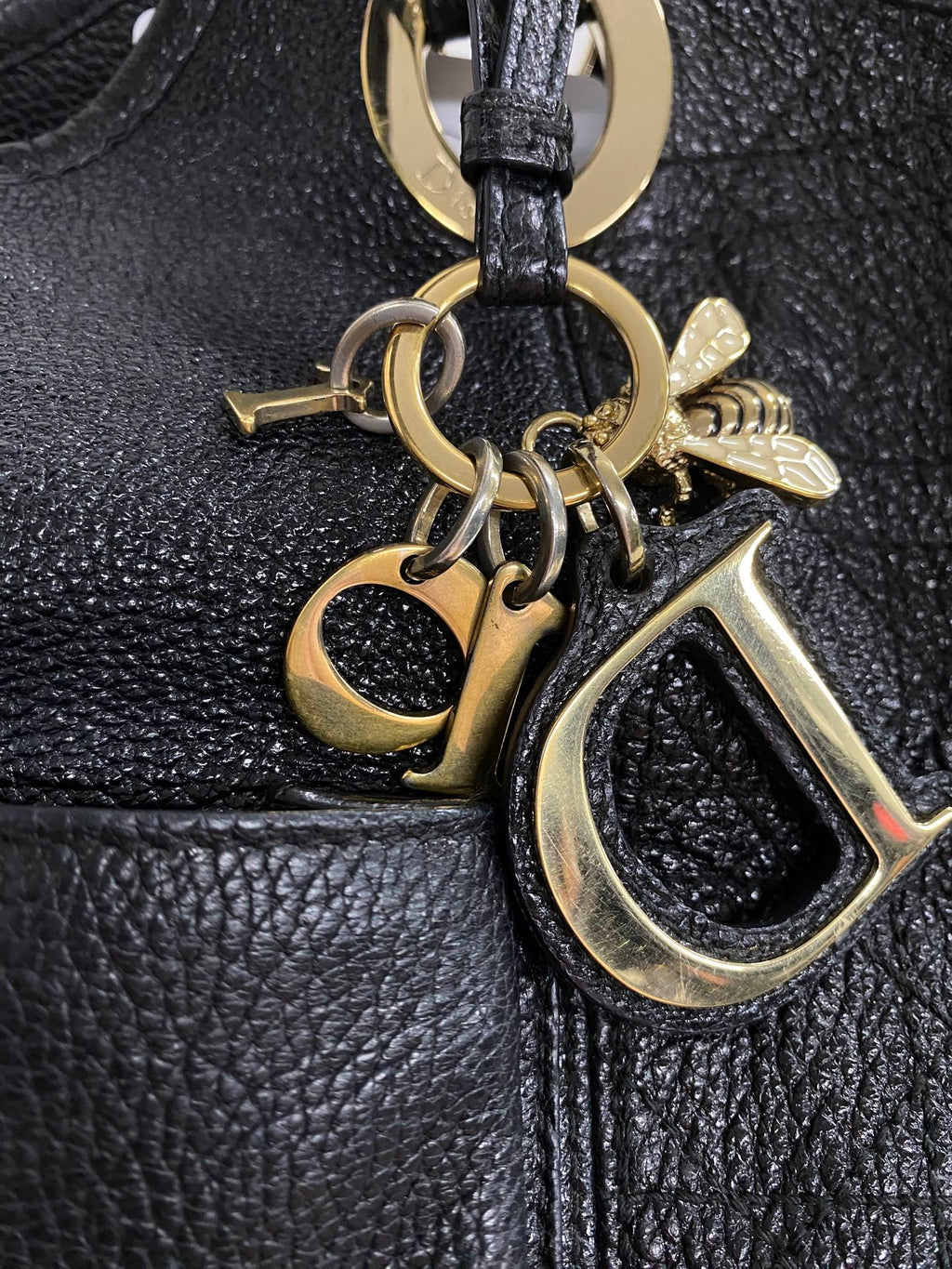 Dior Black Cannage Leather Bee Hobo