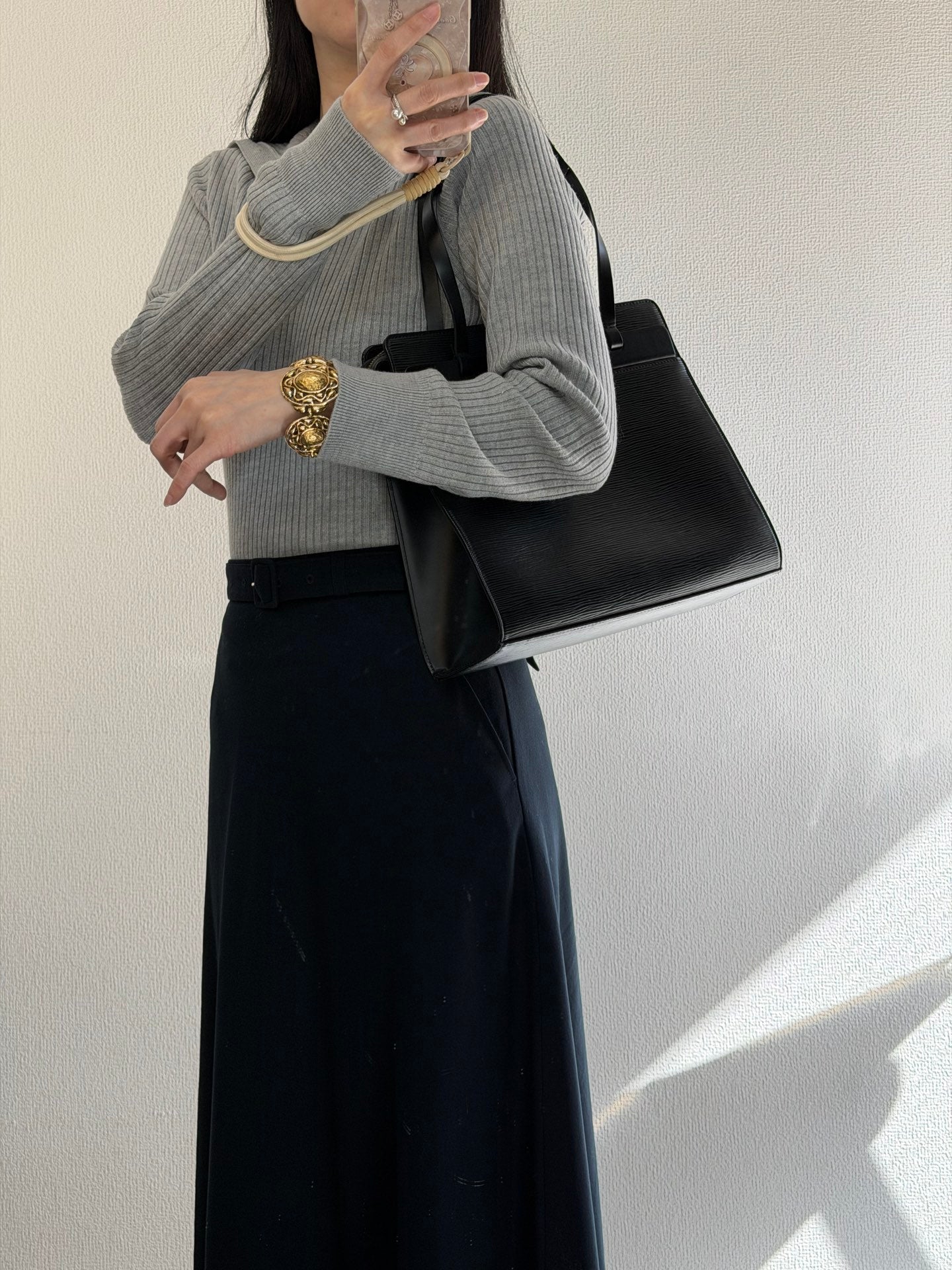 Louis Vuitton Black Genuine Leather Epi Croisette PM Shoulder Bag