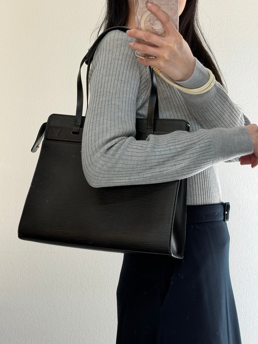 Louis Vuitton Black Genuine Leather Epi Croisette PM Shoulder Bag