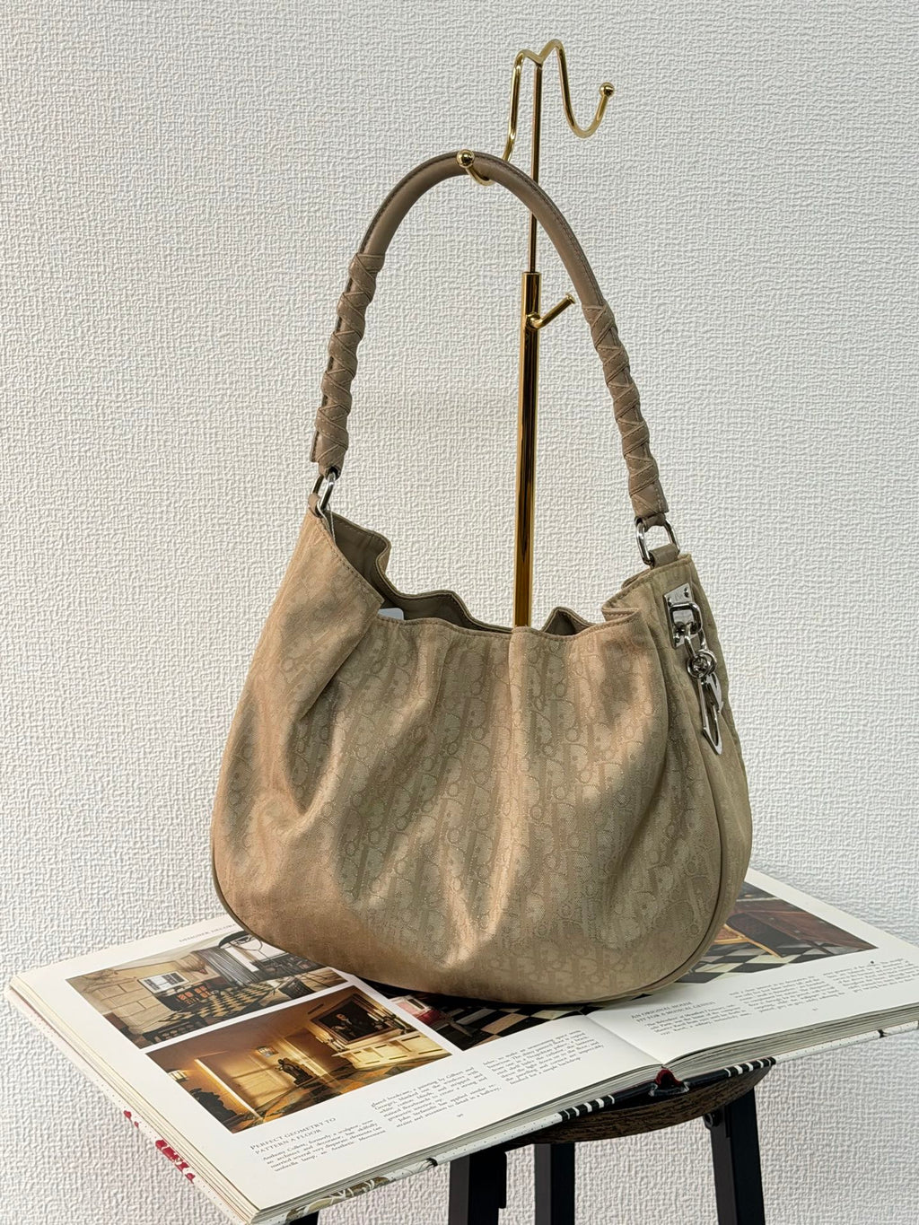 Dior Nylon Cream Shoulder Bag
