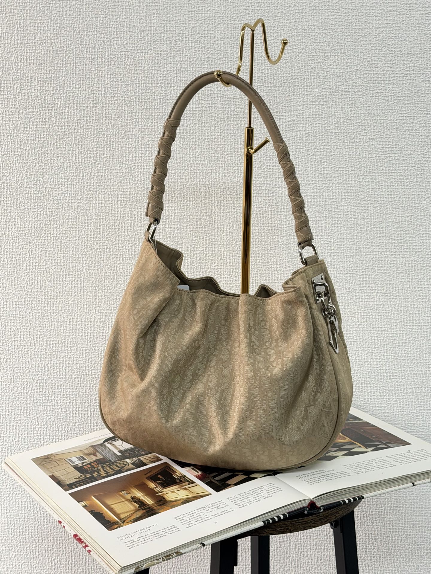 Dior Nylon Cream Shoulder Bag